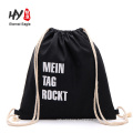 High quality black canvas drawstring backpack